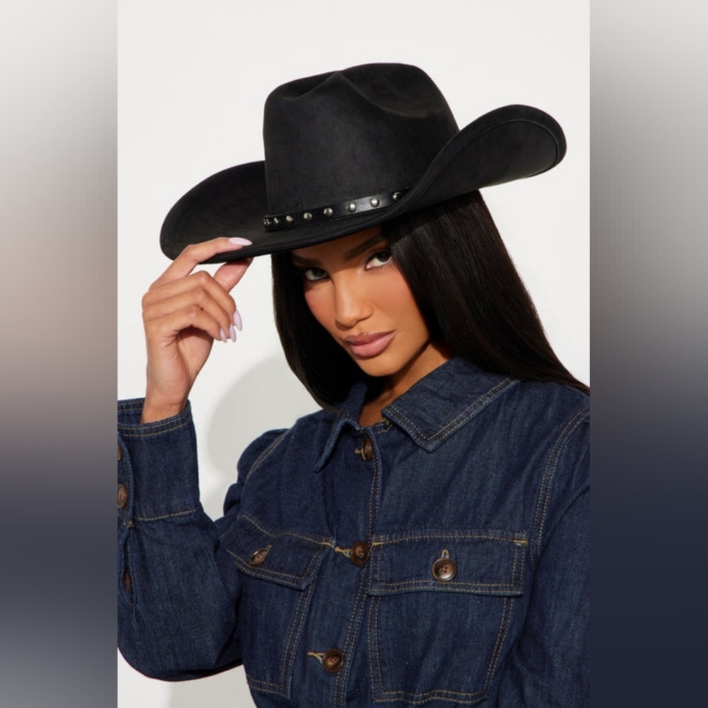 New Stylish Black Western Rodeo Cowboy Hat - Picture 6 of 8